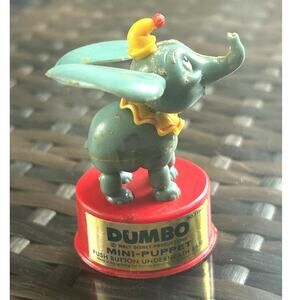 Vintage Dumbo Push Button Mini Puppet Plastic Disney Toy 1960's 1970's